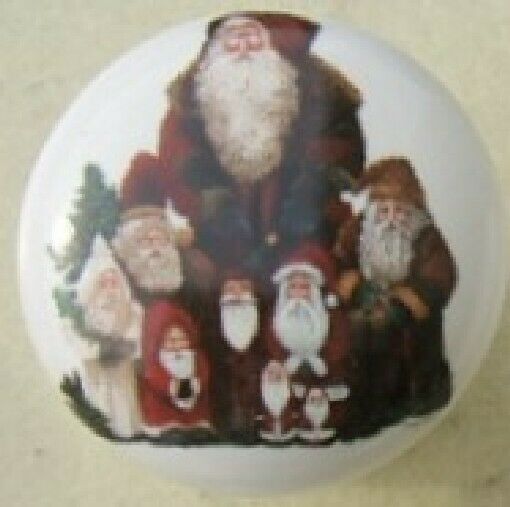 Ceramic Cabinet Knobs W/ Santa St Nick Cluster - $4.36