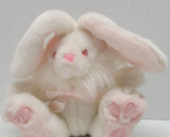 Vintage White Bunny Rabbit Plush Pink Eyes Nose &amp; Stitched Feet Stuffed ... - £32.87 GBP