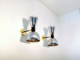 Mid century Applique Wall Sconce Silver Sputnik Light Modern Brass Lamp Fixture - £88.45 GBP