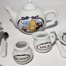 Disney Winnie The Pooh 23 Piece Mini China Tea Set Cutlery Hunny Milk Sc... - $38.95