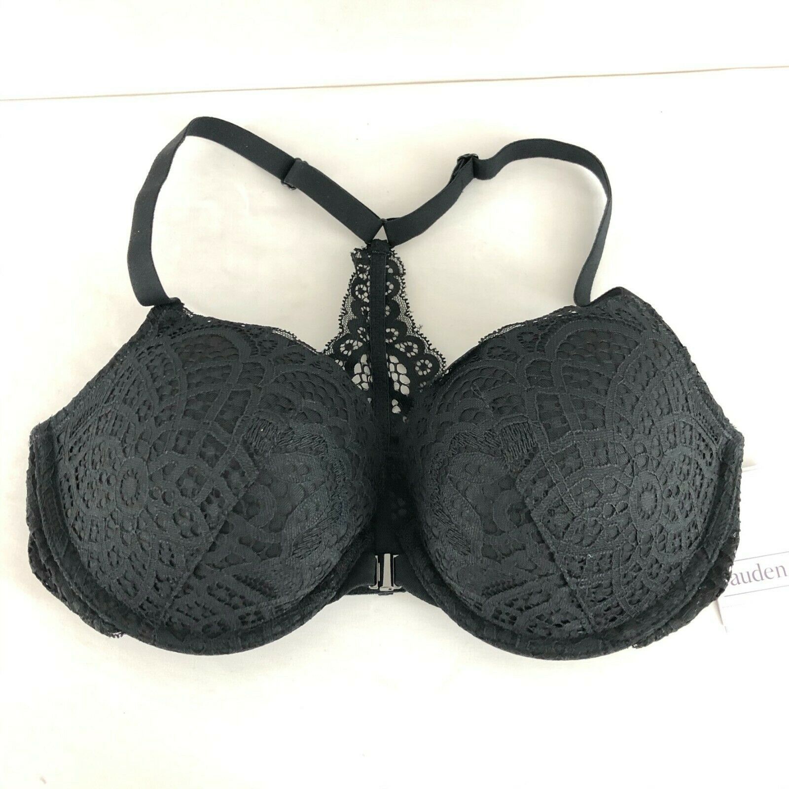 Primary image for Auden Bra The Radiant Plunge Push-Up Lace Front Closure Lace Overlay Black 32D