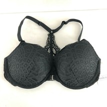 Auden Bra The Radiant Plunge Push-Up Lace Front Closure Lace Overlay Bla... - $9.74