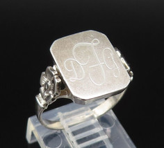 925 Sterling Silver - Vintage Etched Rectangle Floral Shank Ring Sz 6 - ... - $32.15