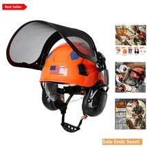 Vented Arborist Helmet with Metal Mesh Face Shield &amp; Hearing Protection ... - $133.60