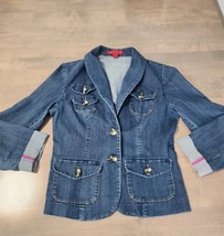 Sunset Rd Jean Jacket Size 4 Small Blue Denim Women Button Down Stretch ... - $19.00