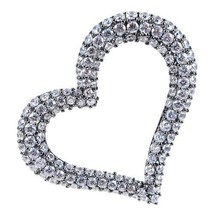  Sterling Silver Pave Set Open Heart Pendant .925 Yellow Silver Crystal Stones - £93.06 GBP