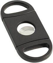 Bey-Berk Black Oval ABS Plastic Guillotine Cigar Cutter with Leather Pouch - $14.95
