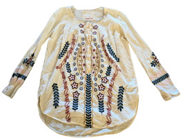 Johnny Was Top XS White Peasant Flowy Renaissance Heavily Embroidered Tunic Boho - £149.30 GBP