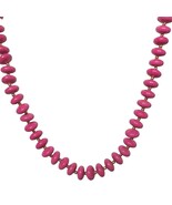 Vintage Pink Beaded Necklace Oval Glossy Beads Gold Spacers Retro Jewelry - €36,64 EUR