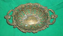 Victorian Edwardian Brass Bronze Bowl Serving Basket Elegant Vtg Heavy Metal Fc - £77.58 GBP