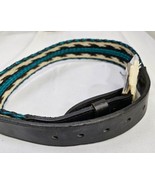 Bushy Creek Womans Belt &amp; Buckle Braided Belt Tribal Print Boho Teal Str... - $367.02 MXN