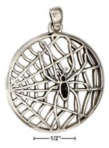 Pendant Sterling Silver Black Spider in Web Pendant - £82.32 GBP