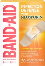 Band-Aid Brand Bandages with Neosporin Antibiotic Ointment, Assorted Sizes, 20 C - £40.20 GBP