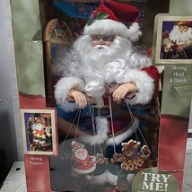 Vintage Christmas Holiday Time Musical Animated Santa Puppeteer In Box Tested - £23.54 GBP