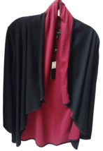 NWT Talbots PETITES Cardigan Sweater Draped Shawl Collar Top Black Red Size MP - £47.41 GBP