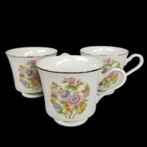 Floral Bouquet Fine China Of Japan Coffee Tea Cup Set of 3 Pink and Blue Flowers - £10.34 GBP