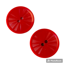 Plastic Buttons 2 Hole Red Textured Set of 2 Original Sewing Fidget Crafts - £7.87 GBP