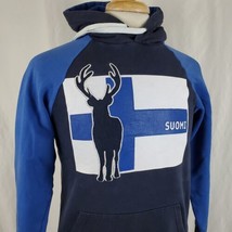 Finland Suomi Flag Hoodie Sweatshirt Adult Medium Blue Cotton Pullover P... - £15.17 GBP