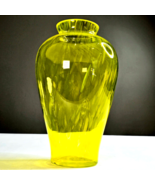 Vintage Bright Yellow Blown Glass Vase Fine Art Modern Streak Swirl Patt... - £157.59 GBP