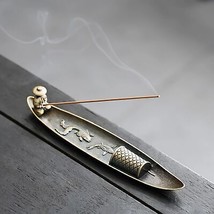 Vintage Style Traditional Koi Fishing Boat, Fisherman Brass Incense Holder - $15.00