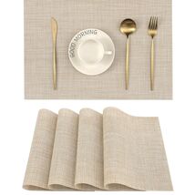 Set of 4 Elegant Beige Placemats - Durable Non-Slip Heat-Resistant Table... - $24.70