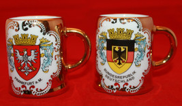 Set of 2 Kleiber Bavaria Mini Gold Coffee Mug Cups Deutschland Frankfurt Germany - £37.59 GBP