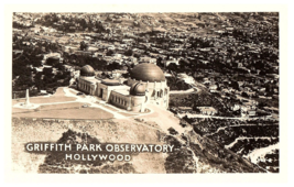 RPPC Postcard Aerial View Griffith Park Observatory Hollywood California - £11.64 GBP