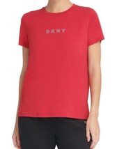 DKNY Womens Activewear Sport Metallic Logo T-Shirt color Red Size XS - $29.02