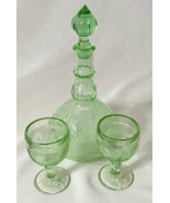 Vintage Indiana Glass Co Tiara Chantilly Green Sandwich Glass Wine Decan... - $1,615.58 MXN