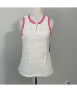 Eleven Venus Williams Devotion Tank  Top Womens Medium White Pink Eyelet... - $40.69 CAD