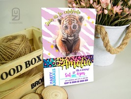 wild party animal birthday invitation | rainbow leopard zoo animals them... - £3.13 GBP