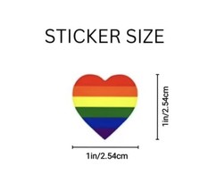 500 Gay Pride Stickers LGBTQIA Rainbow Heart Shape Adhesive 1 in x 1&quot; - £11.60 GBP