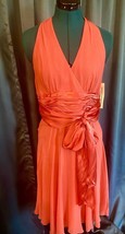 NWT Maggy London Women Petites Silk Salmon Orange Prom Cocktail Dress 10P - £34.36 GBP