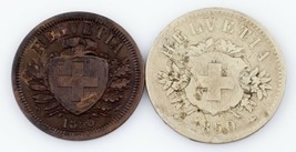 1850 Switzerland Coin Lot (2pcs) 2-20 Rappen KM# 4.1, 7 - £47.61 GBP