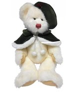 Teddy Bear White Crystal 18&quot; wearing green hat and cape with silver rim - $31.67