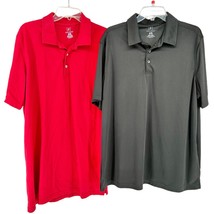TWO George Mens XL 46-48 Polo Style Shirts 1 Red 1 Black Short Sleeve - £13.23 GBP