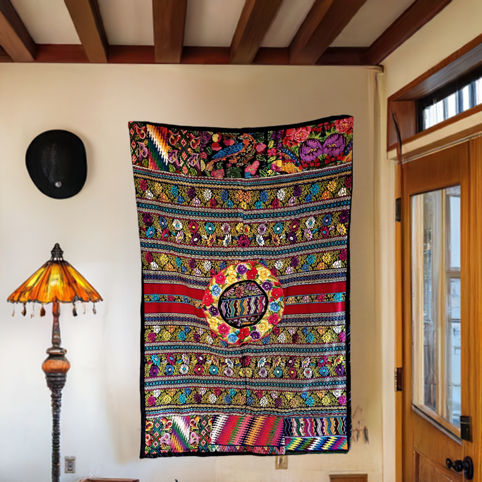 Vibrant Handwoven Mayan Huipile Textile Wall Art - $145.68