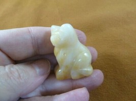 Y-CAT-SIC-577) little yellow sitting CAT gem kitten STONE carving figuri... - $14.01