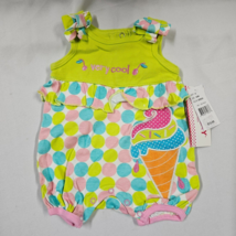 Baby Girl Clothes Summer Ruffle Romper Very Cool Ice Cream Cone Polka Do... - $226.15 MXN