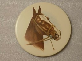 Vintage Mid State Round Bay Horse Thoroughbred Ceramic Tile 6&quot; Wall Decor - $19.55