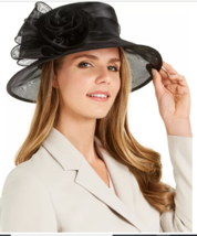 Josette Rose Bow Accent Organza Hat - Black One Size - £50.48 GBP