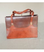 Beautiful vintage two tone brown faux leather satchel style purse - $30.00