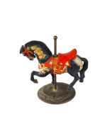 Vtg Black Porcelain Carousel Horse on Brass Base - £19.21 GBP