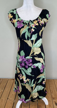 VtG hibiscus collection Hawaii NWT women’s cap sleeve MIDI dress Size M Black P9 - £23.96 GBP