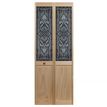 35.5 In. X 80 In. Bistro Glass Decorative 1/2-Lite over Raised Panel Pine Wood I - £1,149.17 GBP
