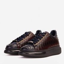 The Adler Navy Blue & Burgundy Snake Leather Men Sneaker Limited Edition image 2