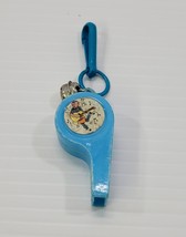 MM) Vintage 1980s Plastic Bell Charm For Necklace Blue Whistle - $7.91
