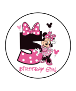 30 MINNIE MOUSE 5TH BIRTHDAY STICKERS ENVELOPE SEALS LABELS 1.5&quot; ROUND C... - $7.49