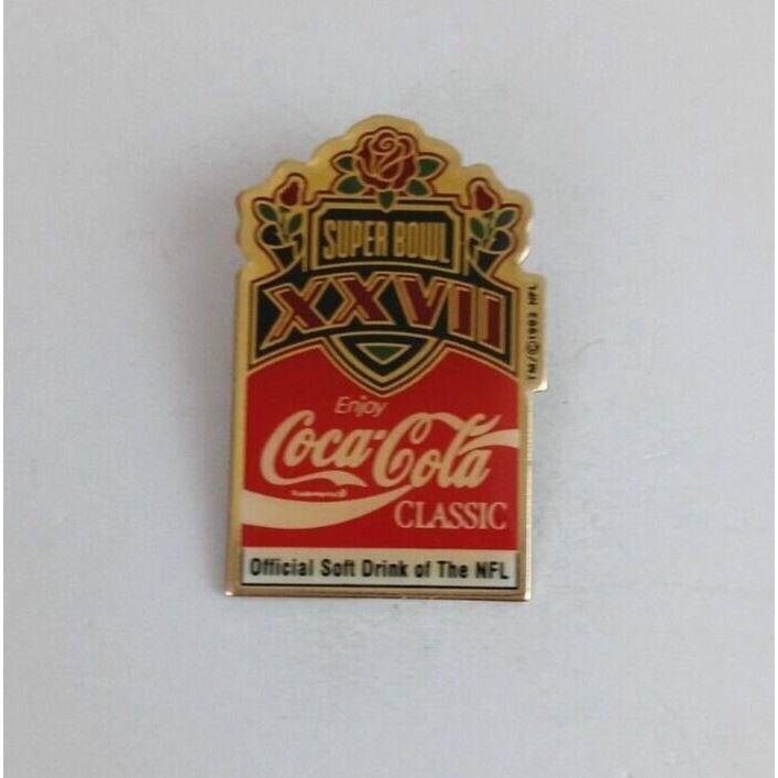 Vintage 1992 Coca-Cola NFL Super Bowl XXVVI Super Bowl 27 Lapel Hat Pin - $15.35