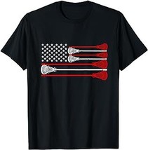 Vintage USA American Flag Lacrosse Player Lover Patriotic T-Shirt - £12.57 GBP+